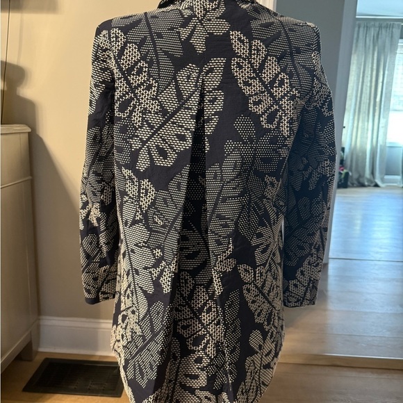 J McLaughlin Hester Raffia Palm Leaf Jacket navy blue women’s size small - Picture 7 of 11